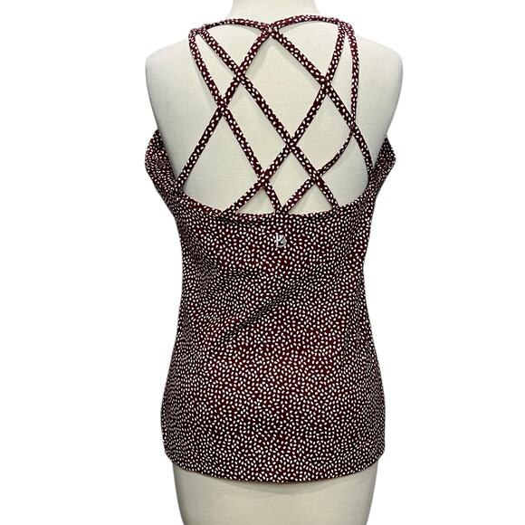 BuffBunny Revolution Tank Top XL Burgundy Red Bossy Dots Strappy Back Athletic - Picture 3 of 10